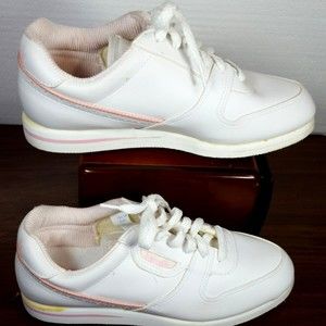 Etonic Lite Womens Spiked Golf Shoes US 7 M White Leather Pink Trim Vintage